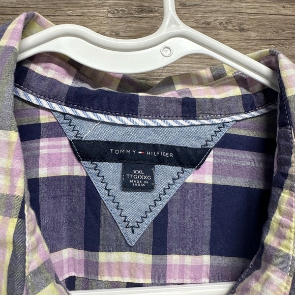 Tommy Hilfiger Plaid Button Down Shirt - Navy and Pink - Picture 3 of 3